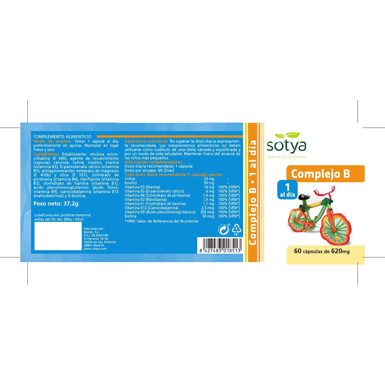 Complexe de vitamines B Sotya 60 gélules