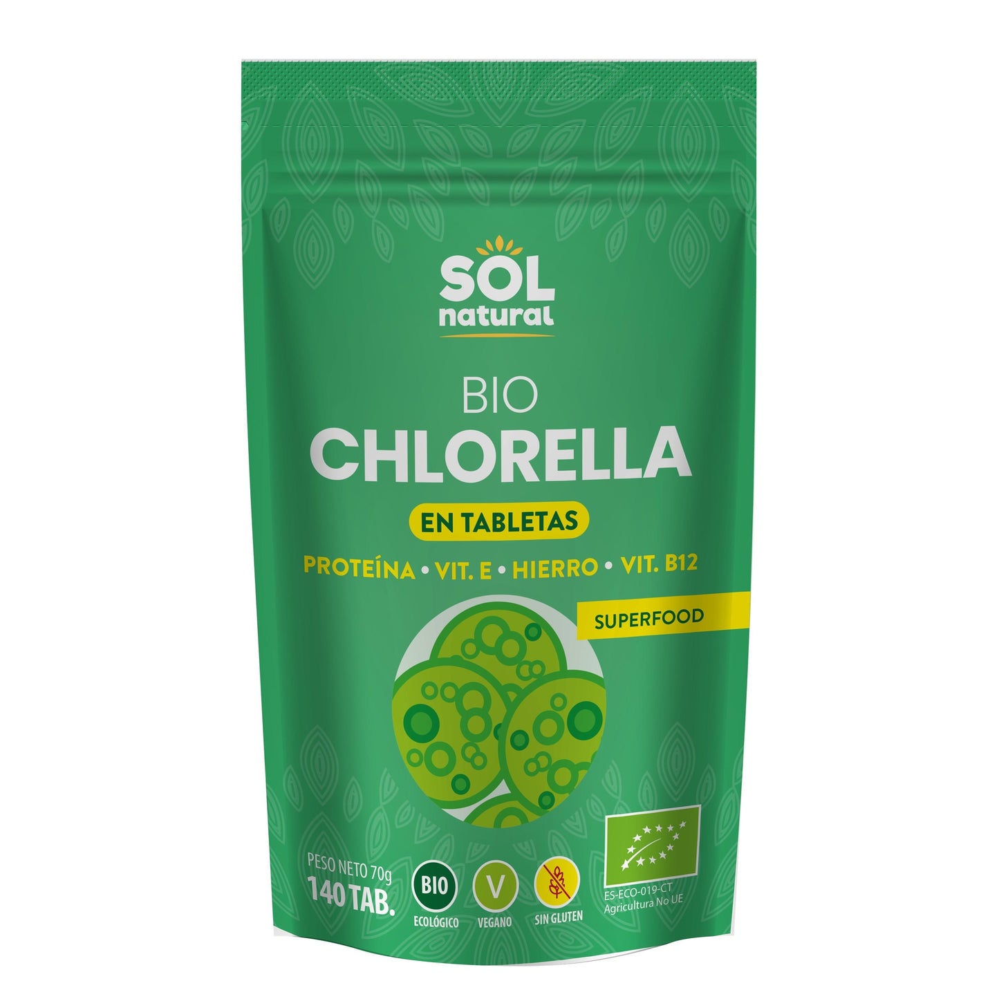 Chlorella i tabletter bio Sol Natural 140 st