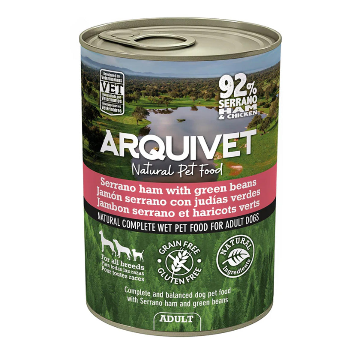 Pasta dla psów z szynką serrano i zieloną fasolą Arquivet 400 g