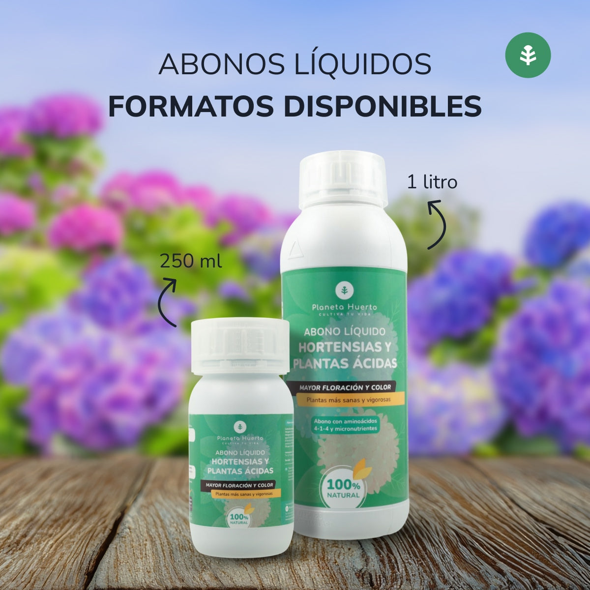 Liquid Fertiliser for Hydrangeas and Acidic Plants Planeta Huerto 1 l