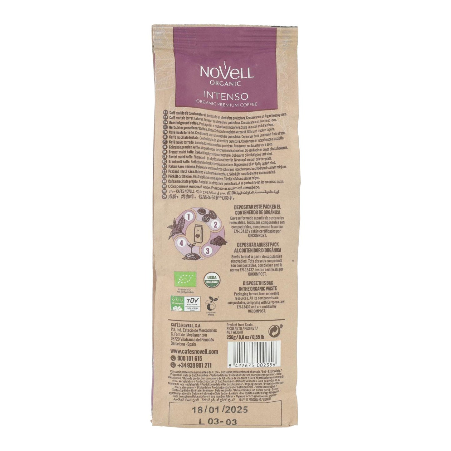Gemalen koffie eco Intenso 250 g