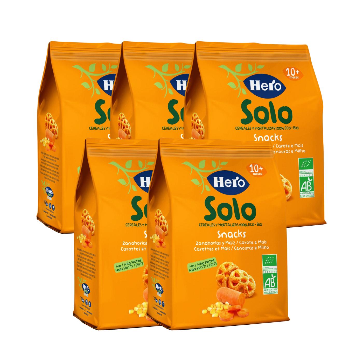 5-pack ekologiska morots- och majssnacks 40 g-Hero Solo