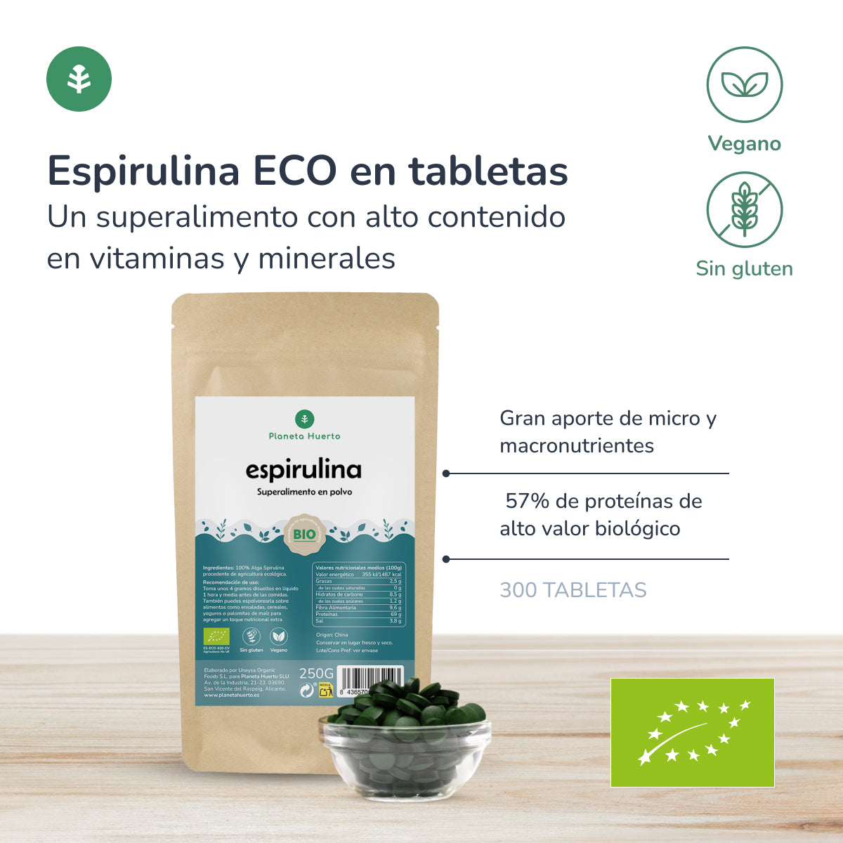 Spirulina biologica 500mg Planet Orchard 300 compresse