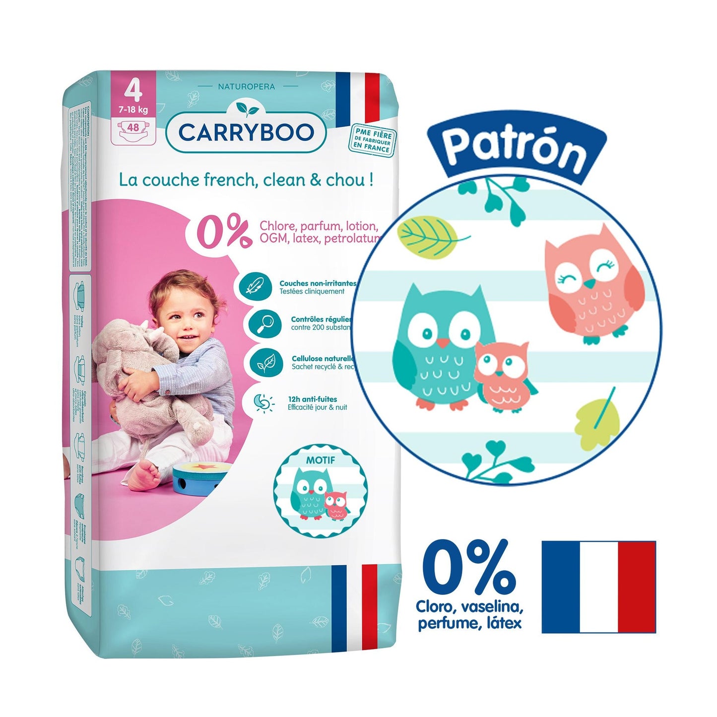 CARRYBOO - Pannolini ecologici T4 (7-18 kg) - Jumbo 48 pannolini