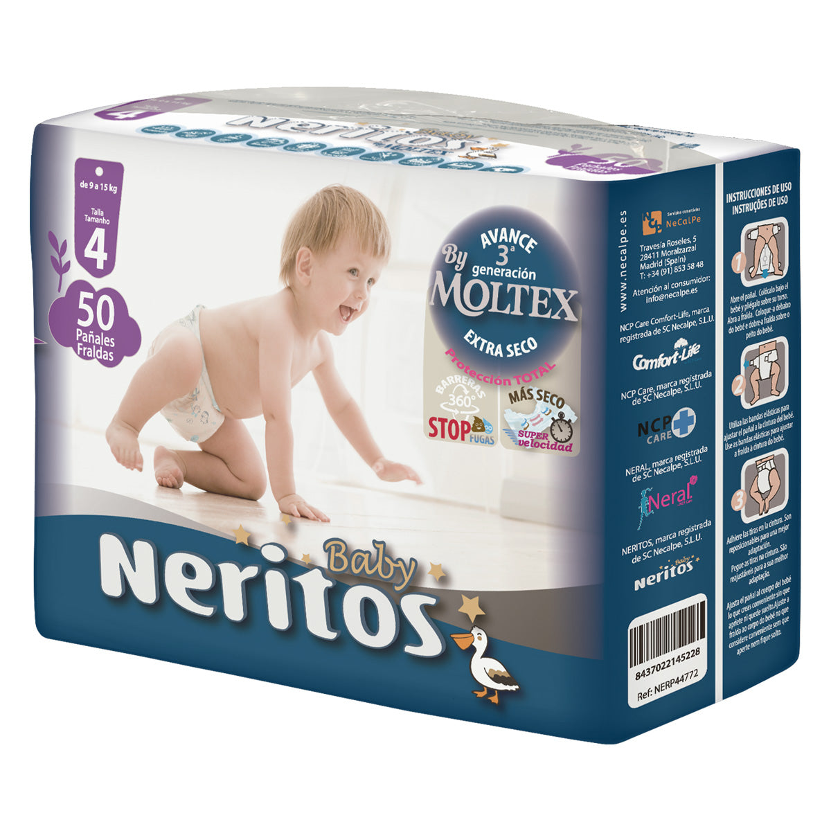 Neritos Baby-blöjor från Moltex T4 (9–15 kg) 50 st