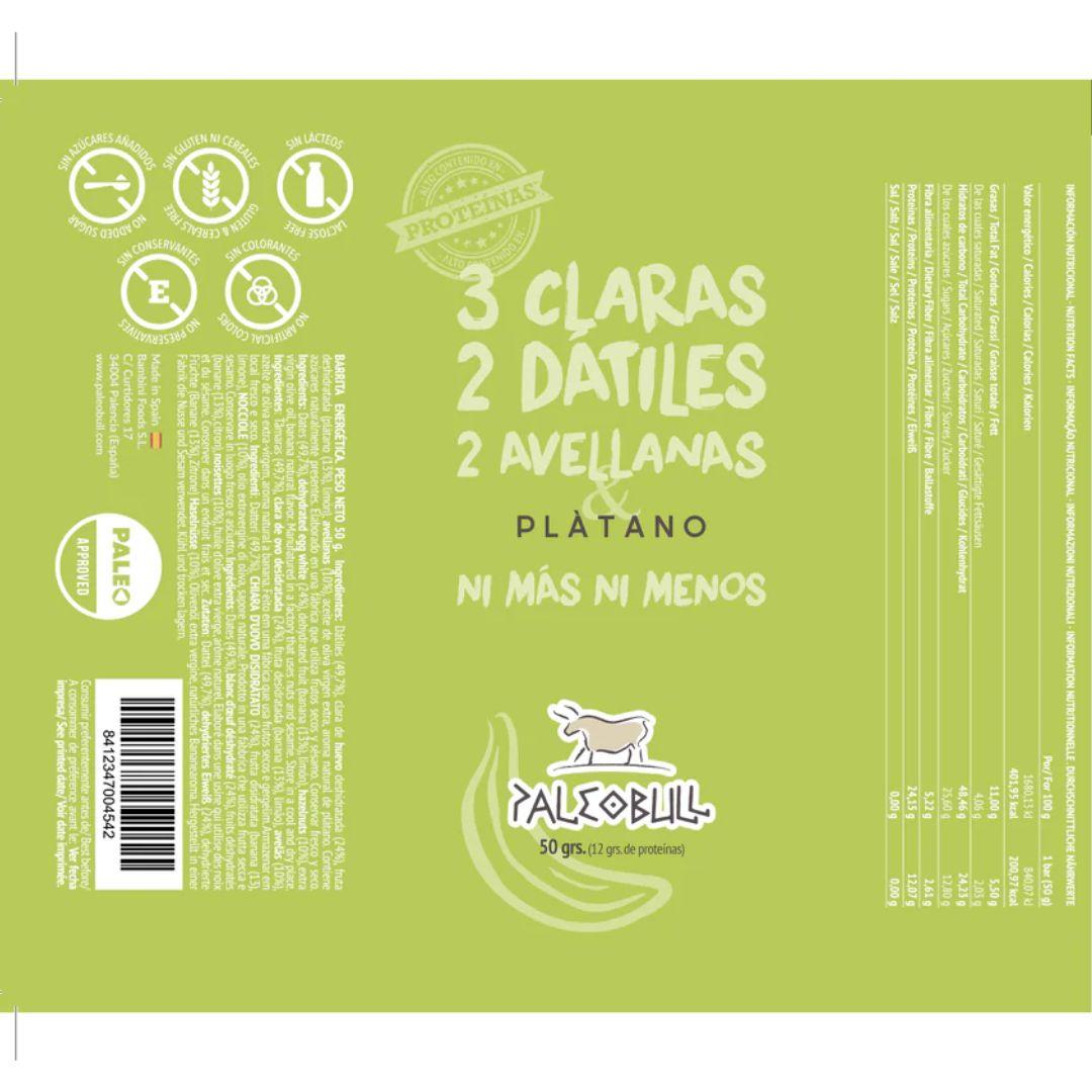 PaleoBull date, hazelnut and banana energy bar, 50 g