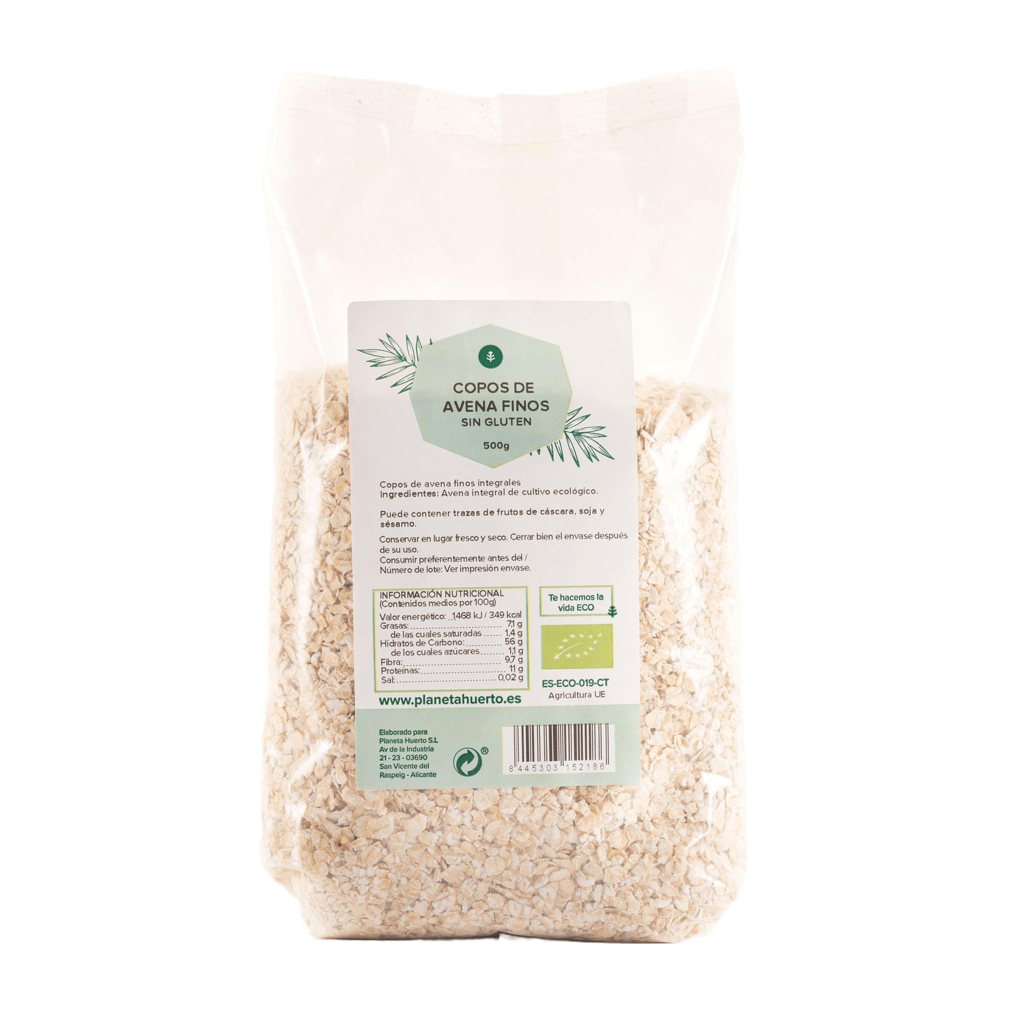 Flocons d'avoine sans gluten ECO Planeta Huerto 500 g