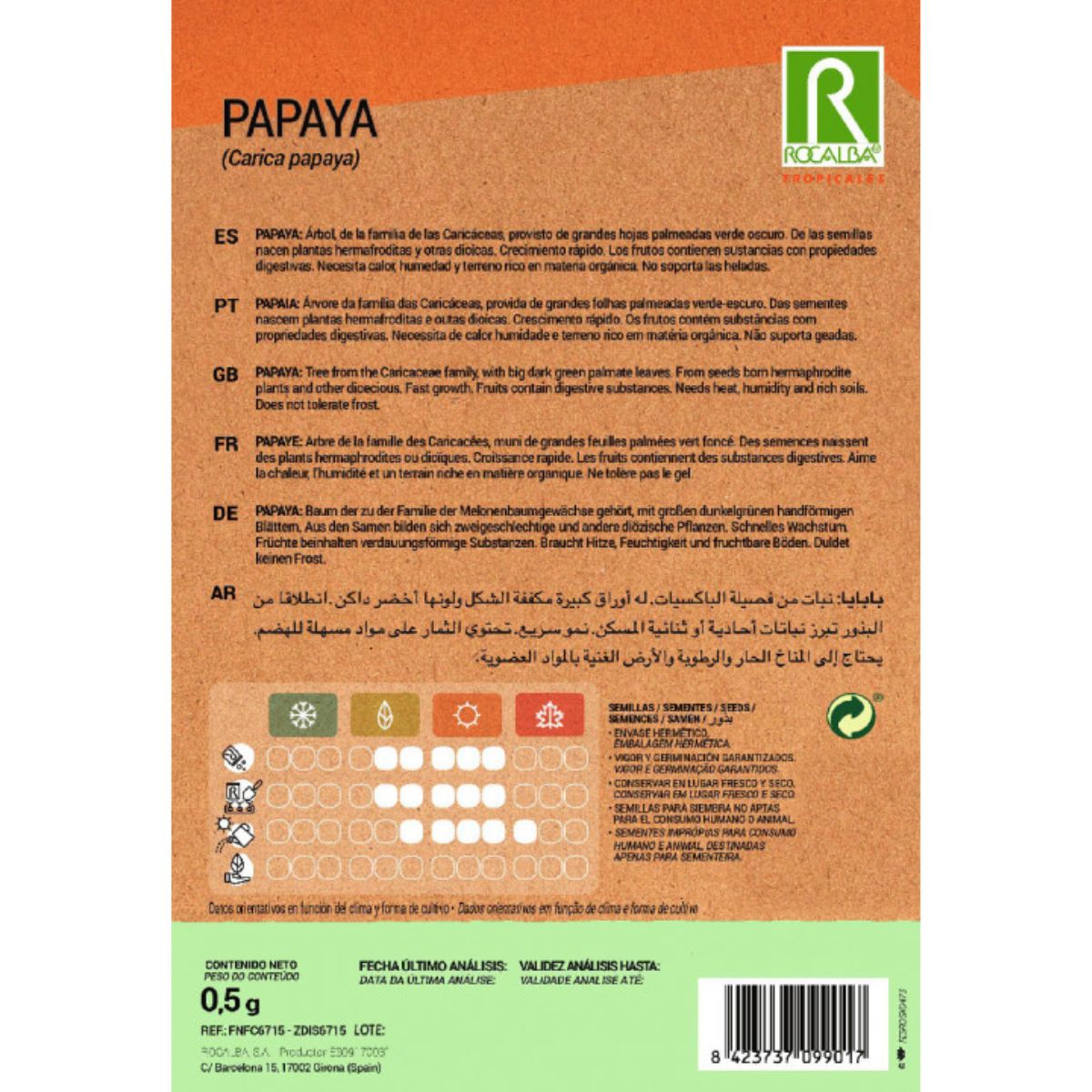 Semi di papaya Carica papaya