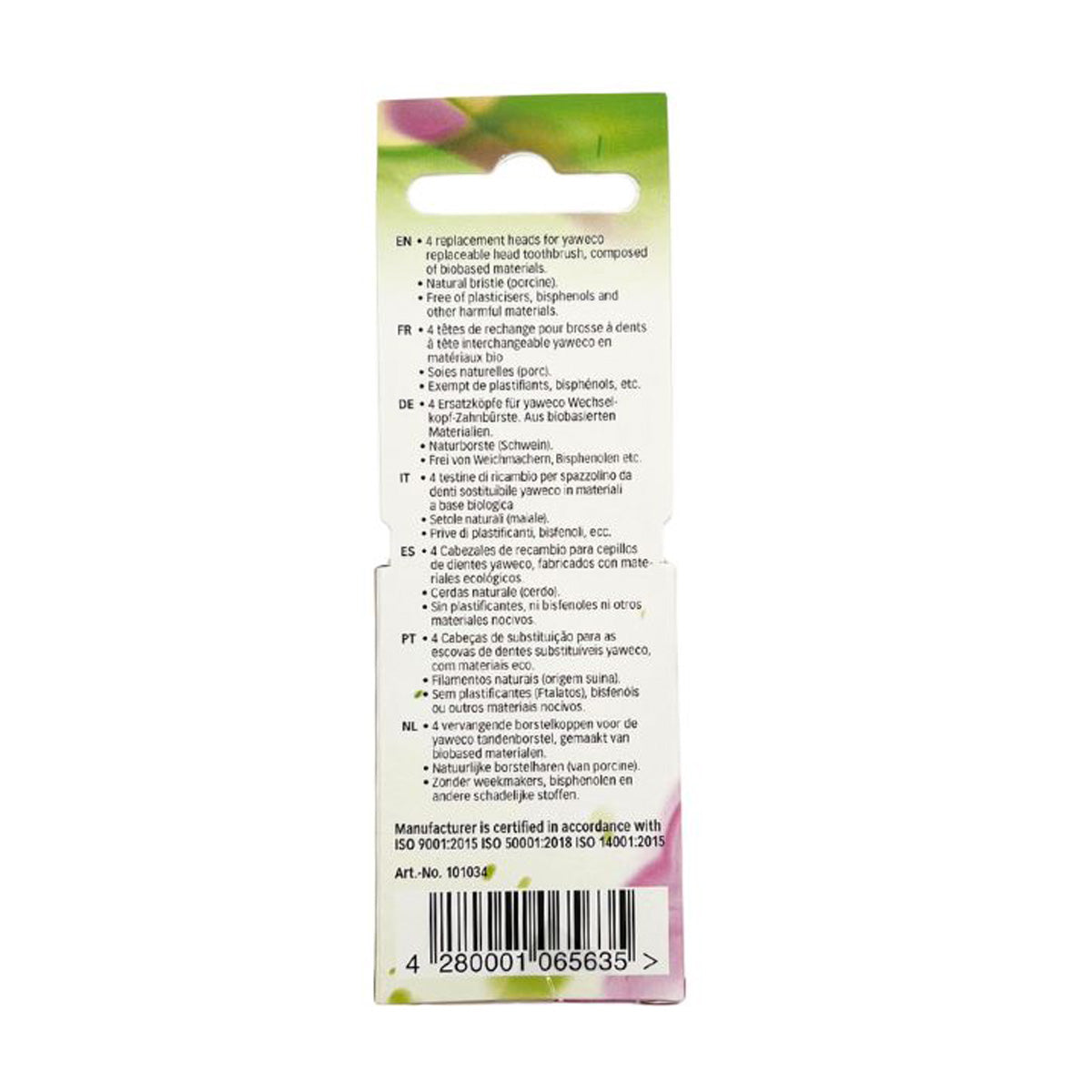 Ersättningsborste Nature Medium Yaweco, 4-pack