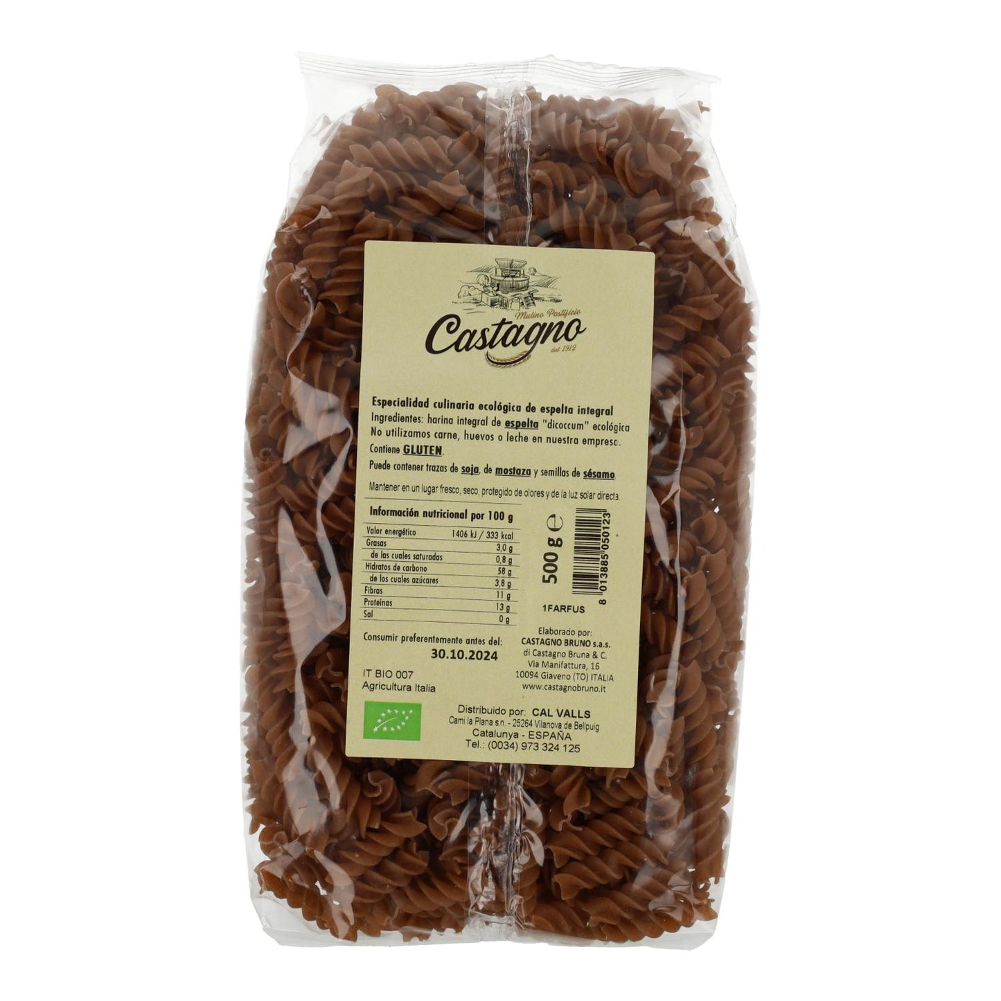 Spiraalvormige volkoren spelt DICOCCUM ECO Castagno 500 g