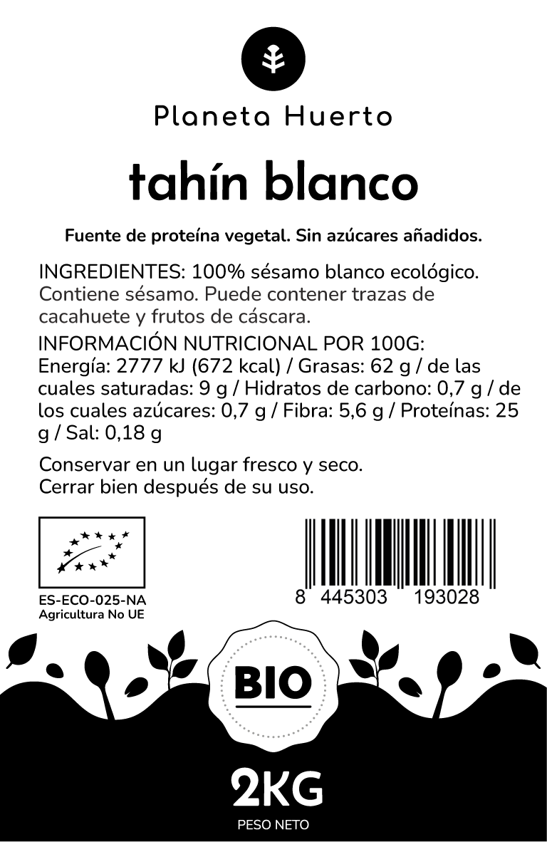 Weißes Sesam-Tahini ECO Planeta Huerto 2 kg