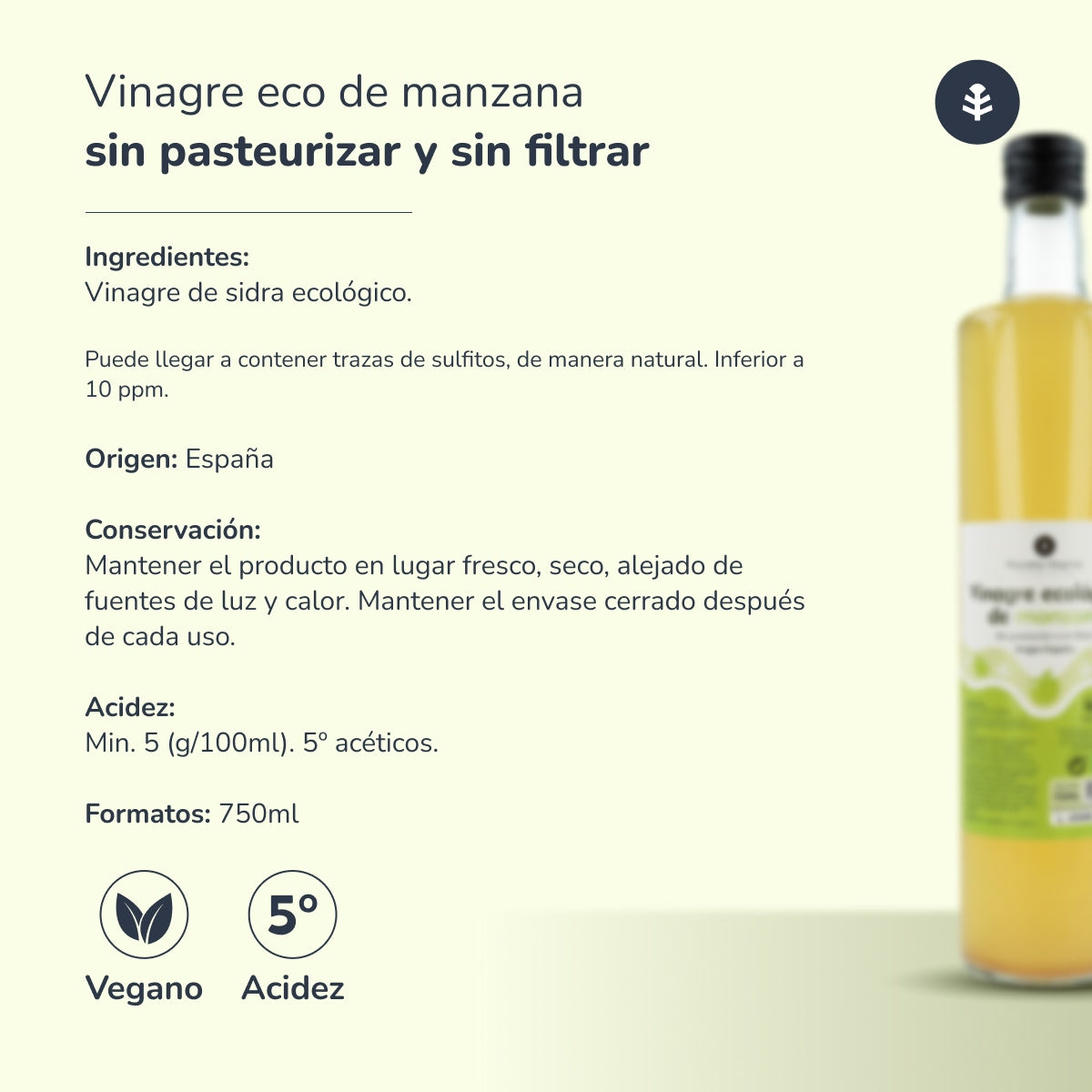 Unfiltered ECO apple cider vinegar Planeta Huerto 750 ml