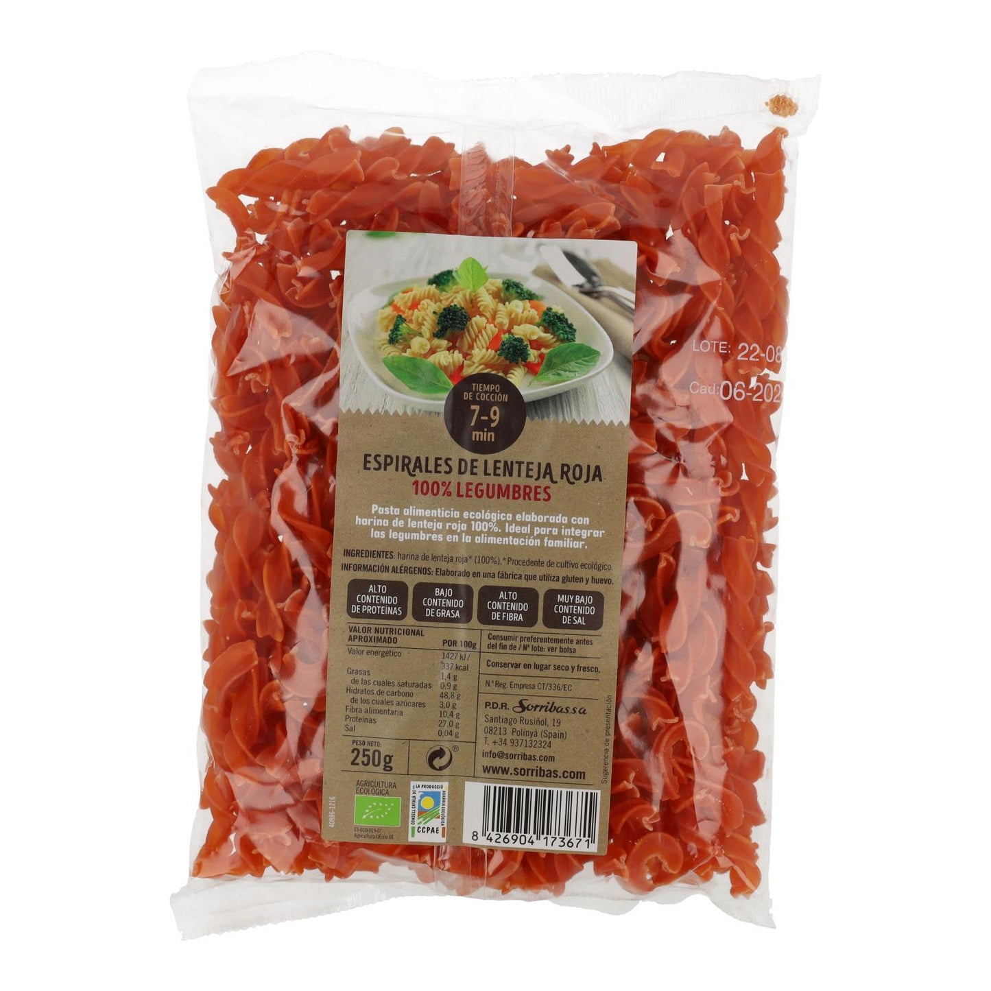 Spiralen aus roten Linsen Biogra BIO, 250 g