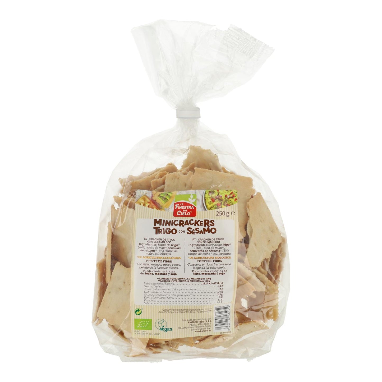 La Finestra Sul Cielo Organic Wheat Mini Crackers with Sesame Seeds 250 g
