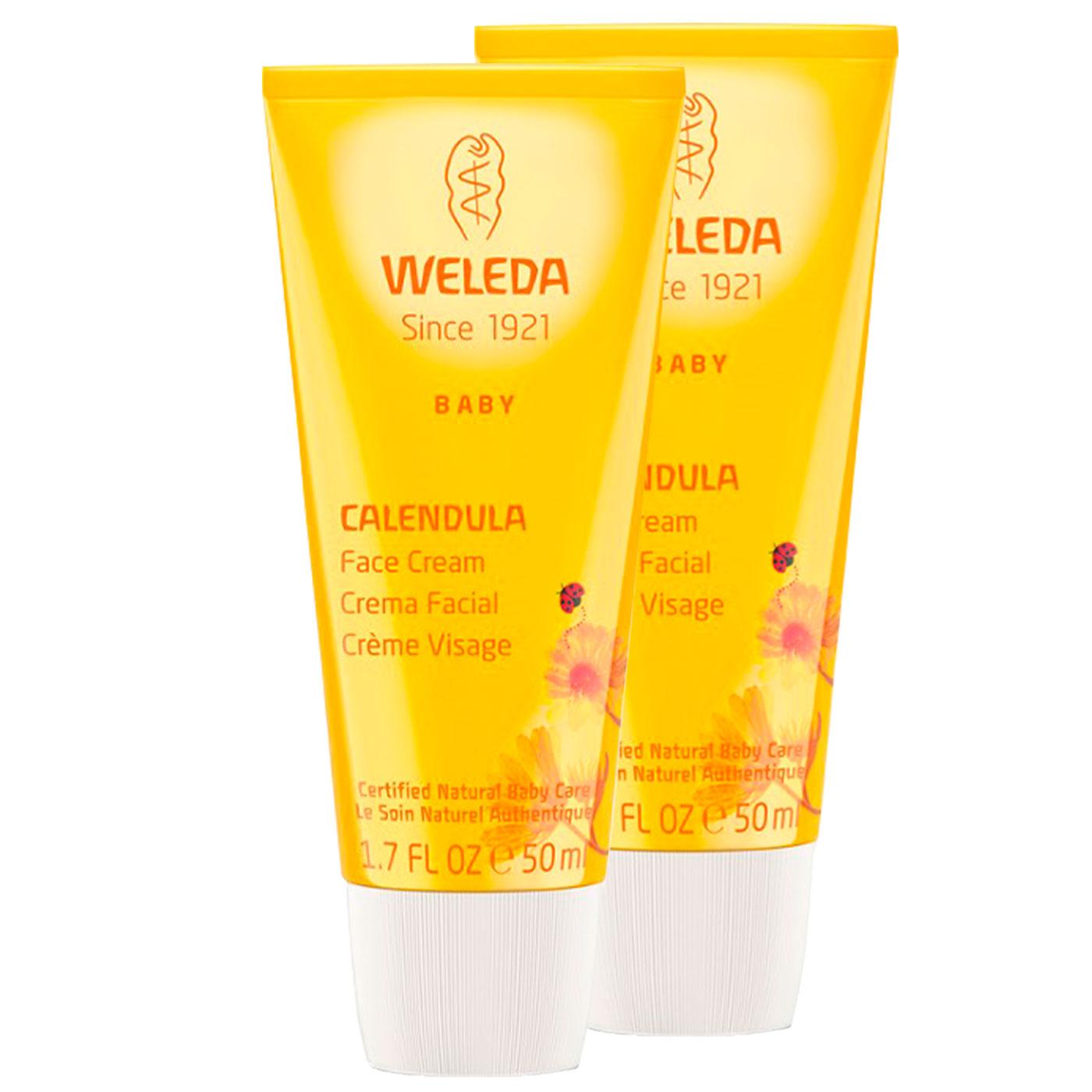 Promocyjny zestaw 2 szt. Krem do twarzy dla niemowląt z nagietkiem Weleda, 50 ml