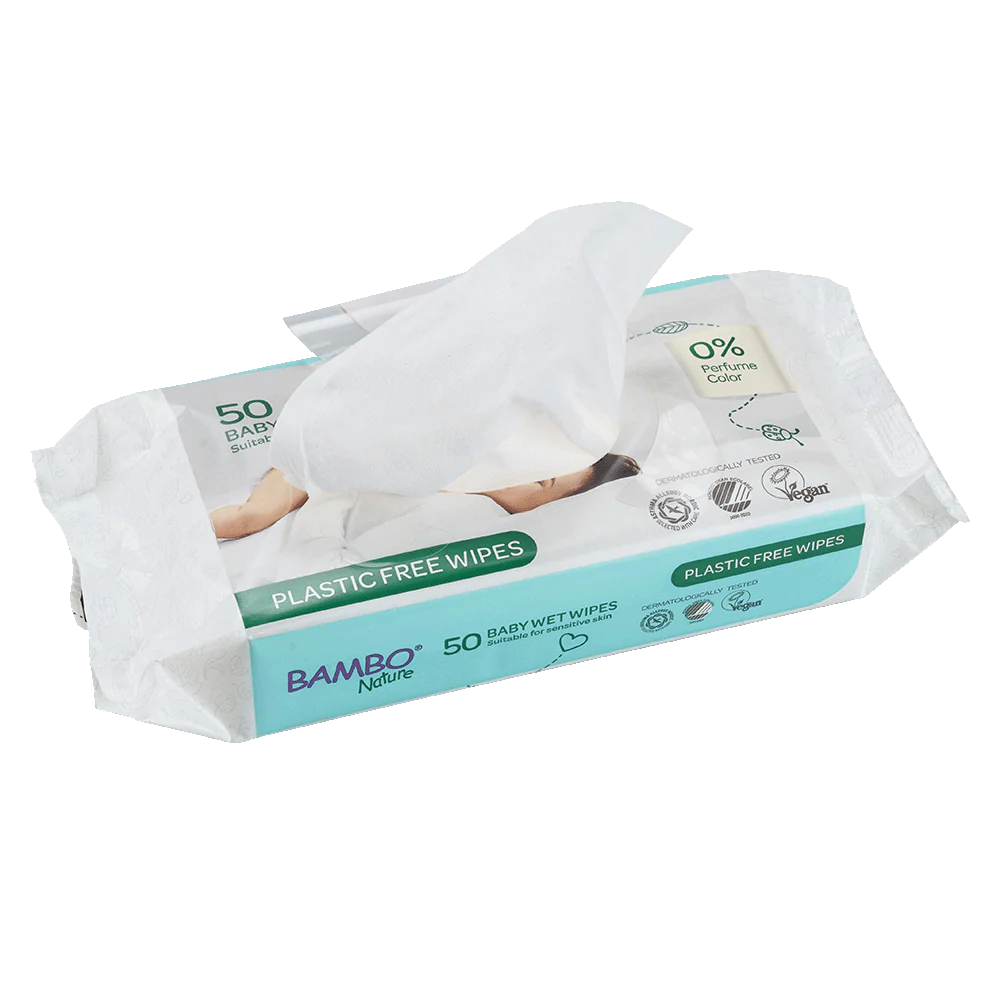 Bambo Nature Plastikfreie Feuchttücher 50 Stück