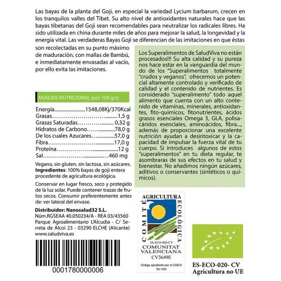 Ganze Goji-Beeren ECO 250 g, Salud Viva