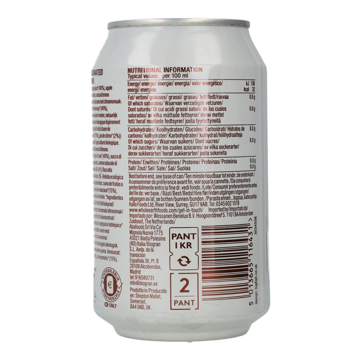 Pack de 6 bouteilles de limonade bio, 330 ml. Whole Earth