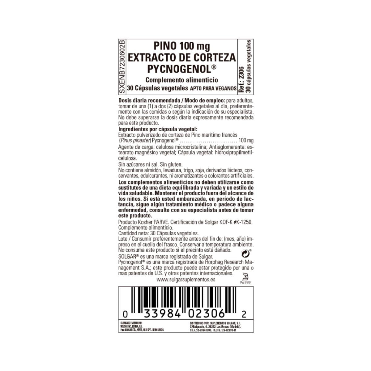 Pycnogenol 30 plantaardige capsules (100 mg)