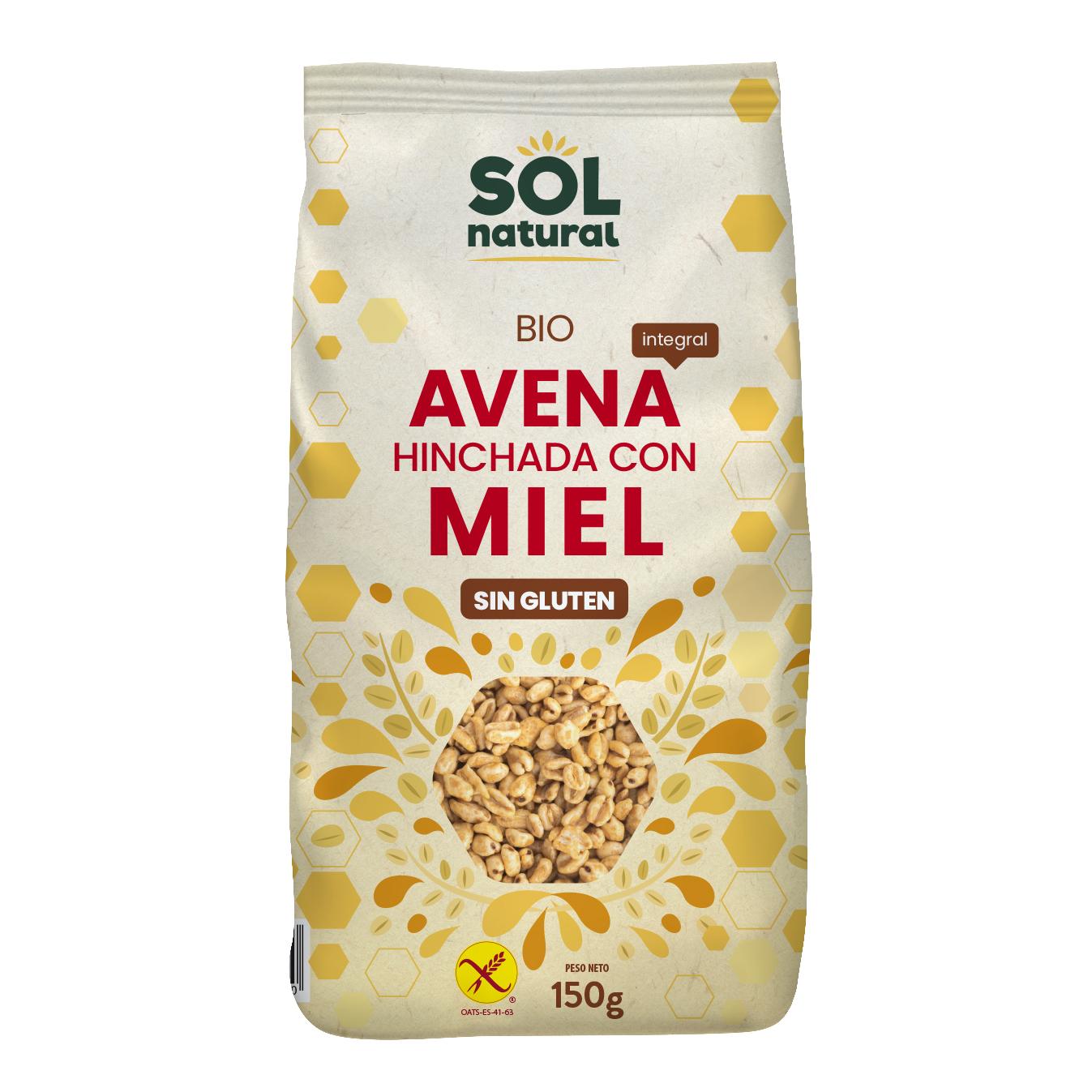 Flocons d'avoine gonflés au miel sans gluten bio Sol Natural 150 g
