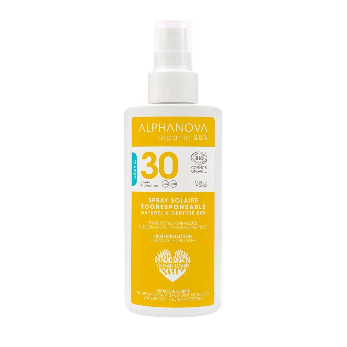 Spray solaire SPF30 Alphanova 125 g. Bio