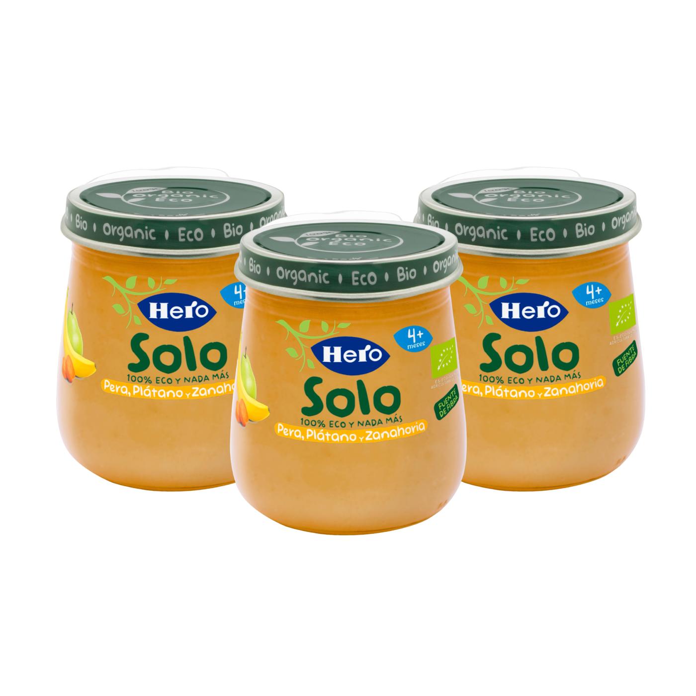 PACK OF 3 Eco Pear, Banana and Carrot Jars 120 g-Hero Solo