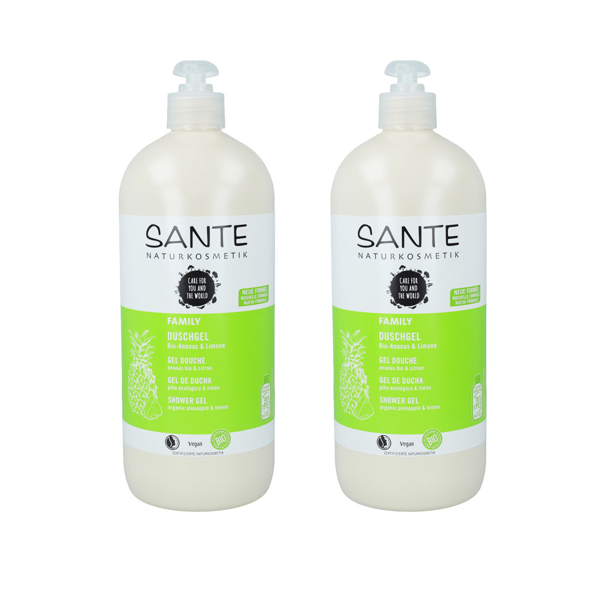 2x biologische douchegel met ananas en citroen Sante, 950 ml