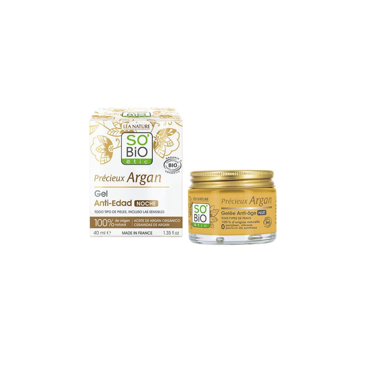 Nocny żel przeciwstarzeniowy z arganem BIO So'Bio étic 40 ml