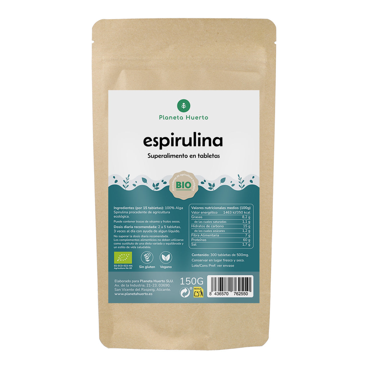 Spirulina biologica 500mg Planet Orchard 300 compresse