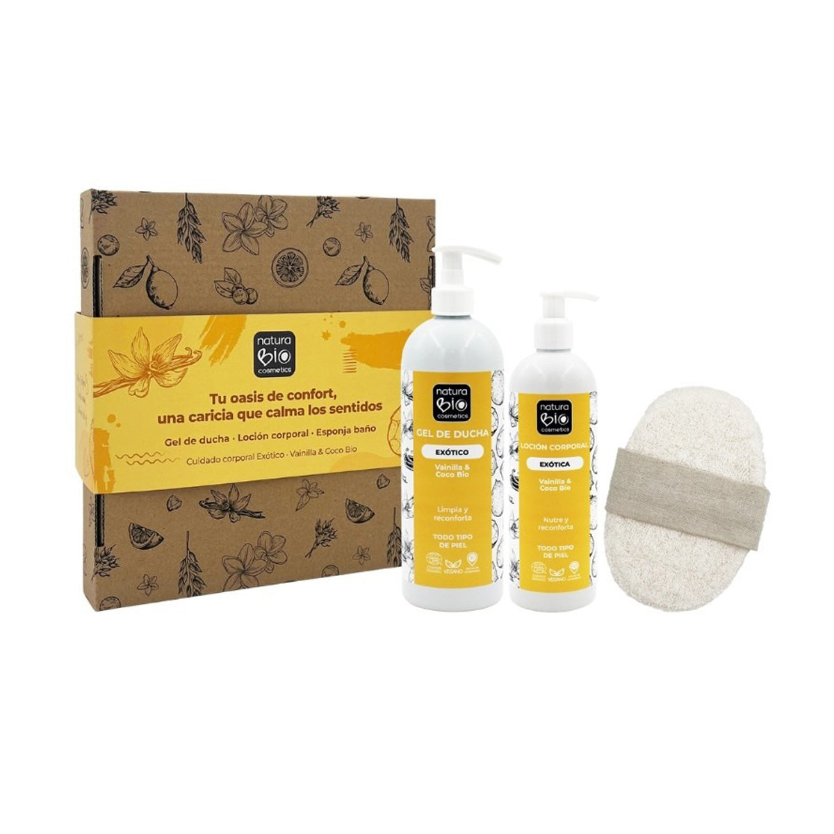 Zestaw do higieny i pielęgnacji ciała Exótico PREZENT pudełko upominkowe NaturaBIO Cosmetics