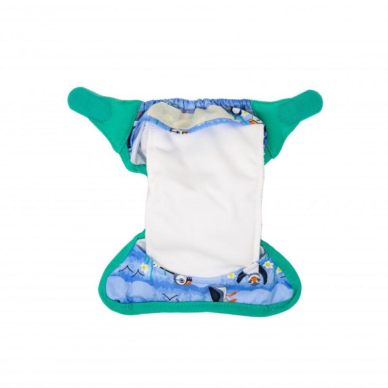 Couche lavable biolaminée Blue Puffin pour nouveau-nés Close Parent