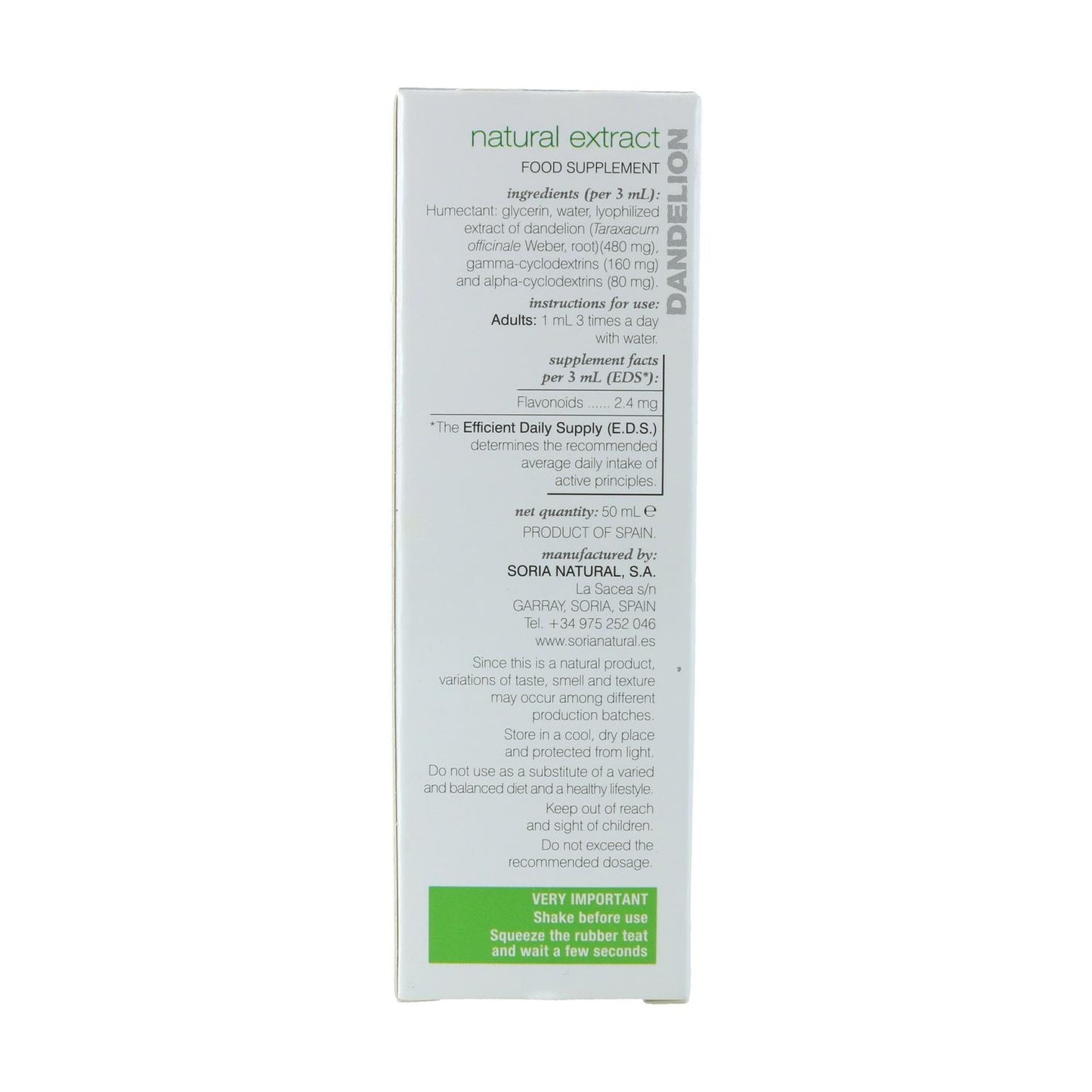 Wyciąg z mniszka lekarskiego Soria Natural, 50 ml