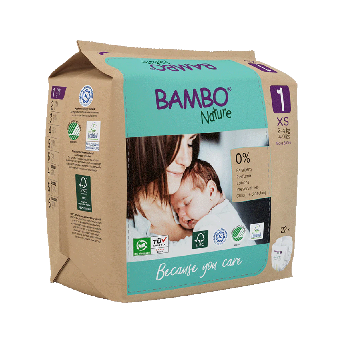 6er-Pack Bambo Nature Windeln T1 (2-4 g) 22 Stück