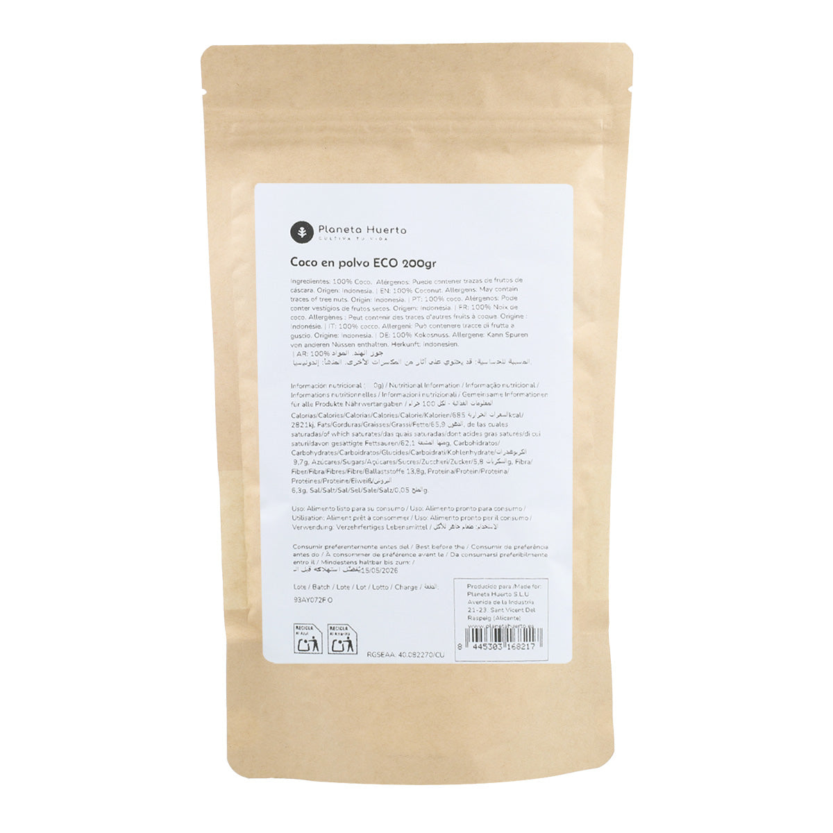 Kokosnötspulver ECO Planeta Huerto 200 g