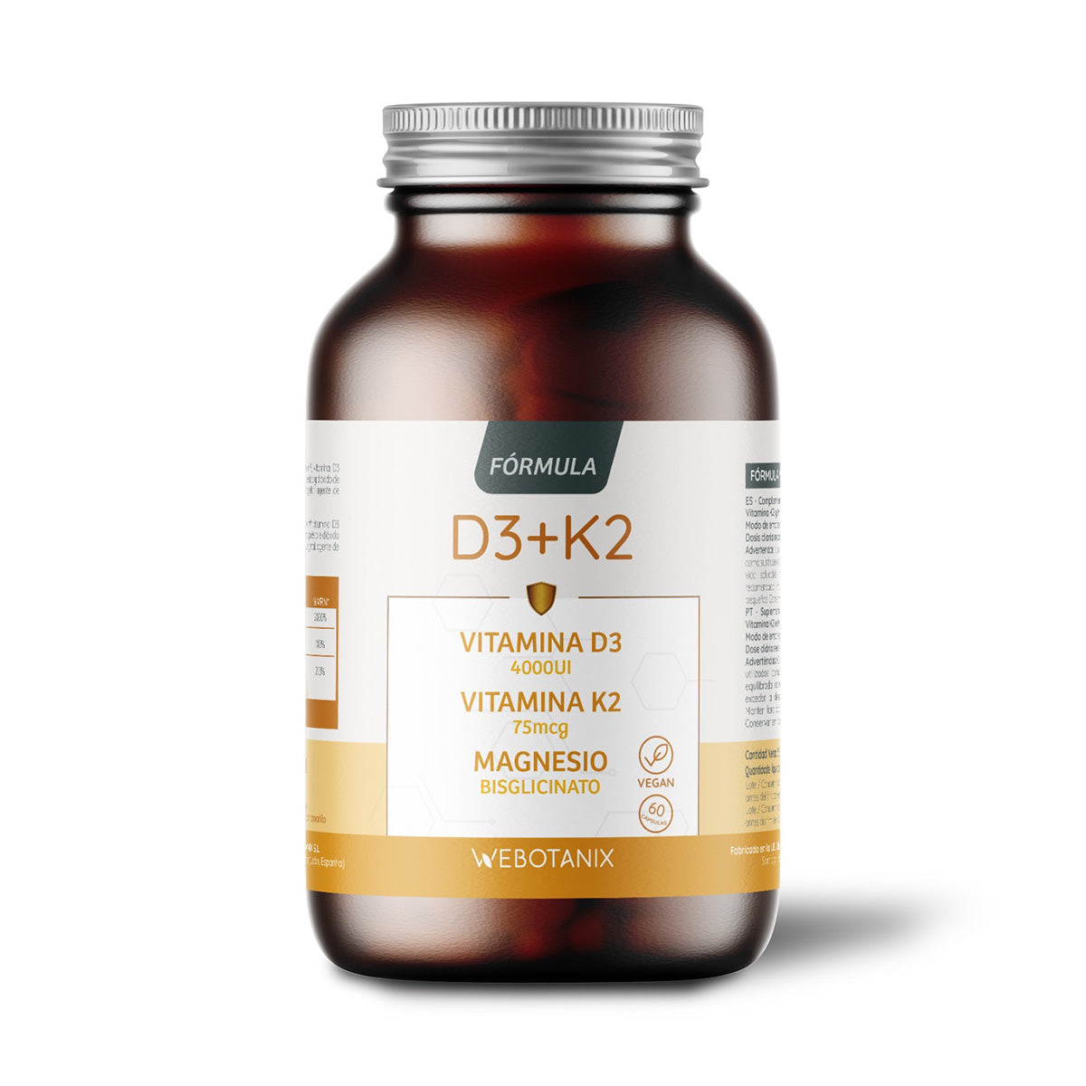 Vitamina D3 4000 UI + K2 + Magnesio Formula Vegan, WeBotanix