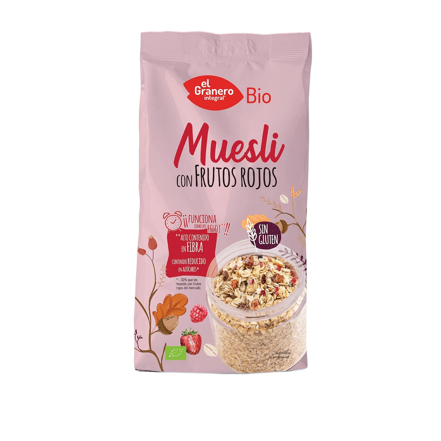 Müsli mit roten Beeren, glutenfrei, Bio, El Granero, 375 g