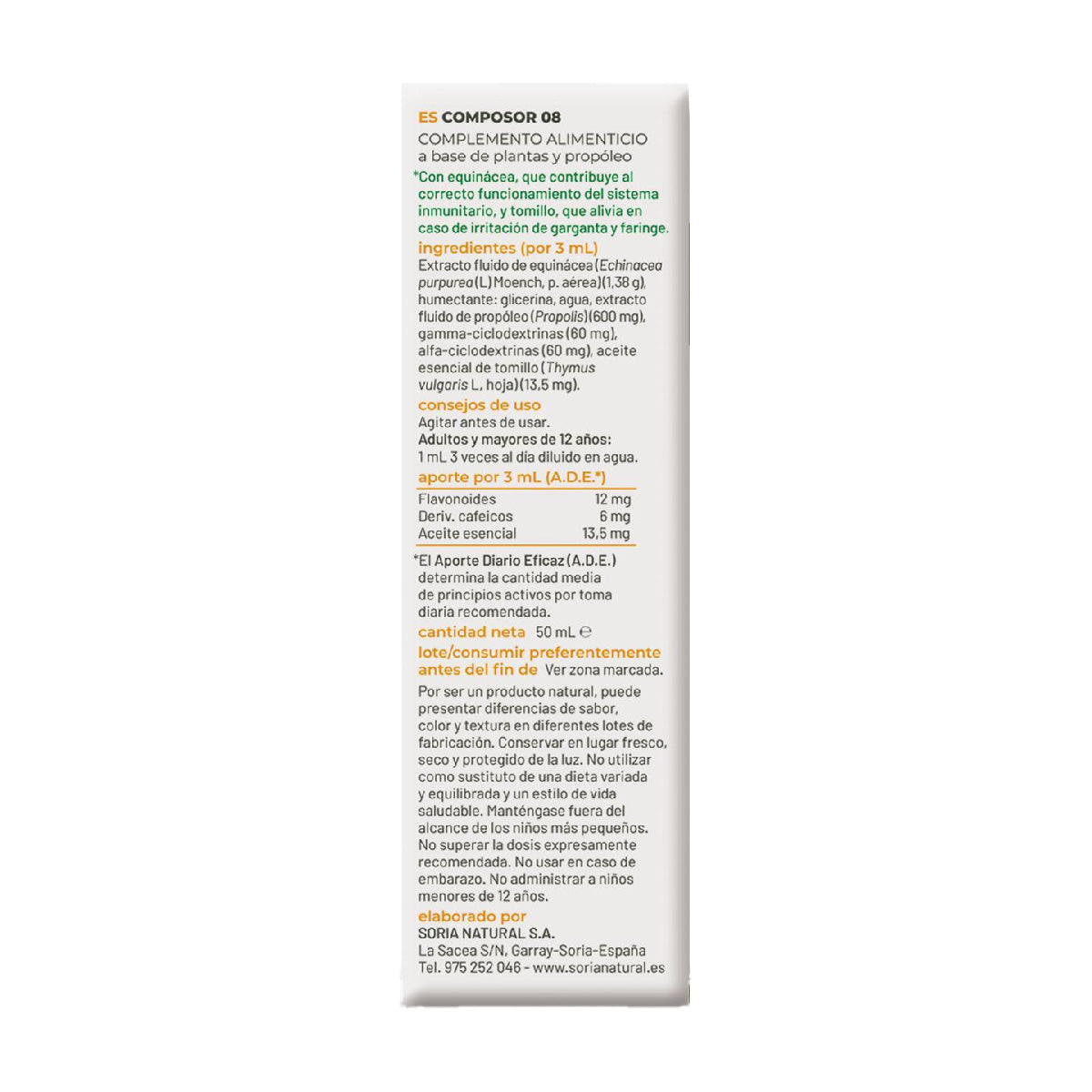 Pack of 3 Composor 8 Siglo XXI Echina Soria Natural, 50 ml