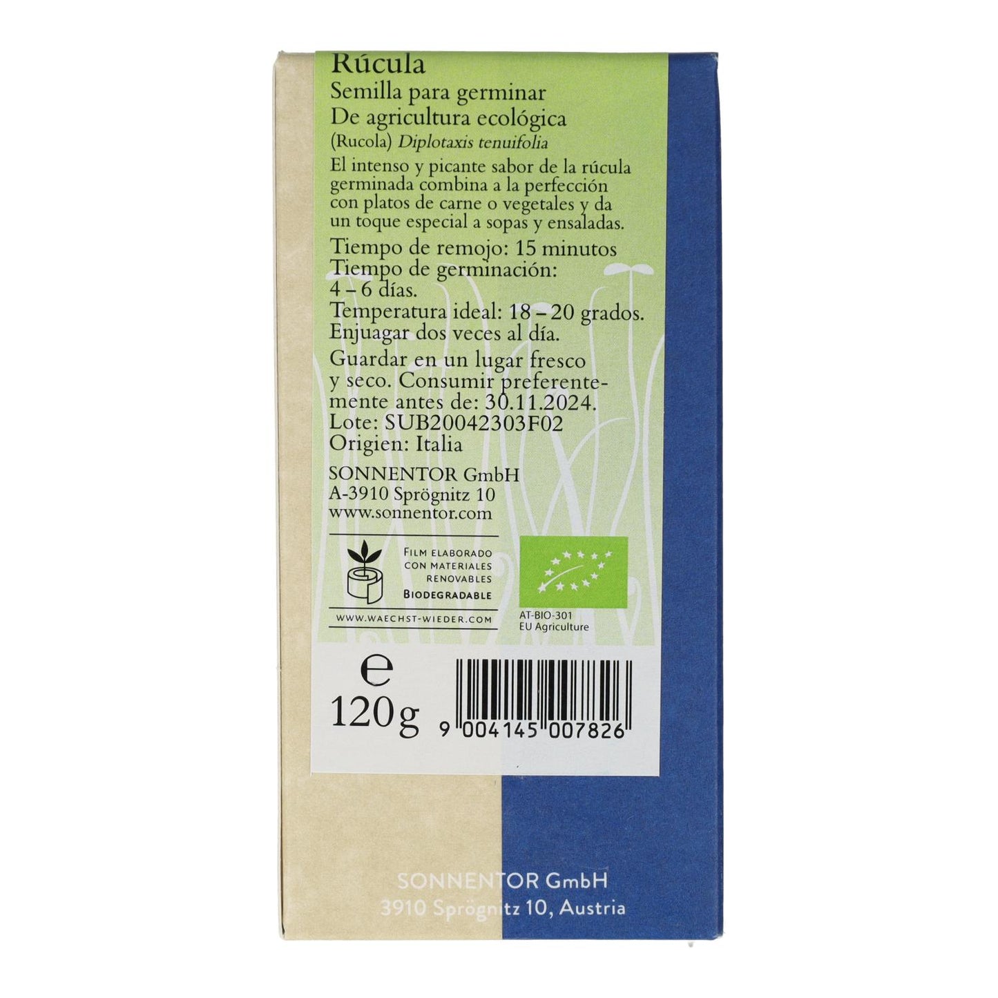Graines de roquette bio à germer Sonnetor 120 g
