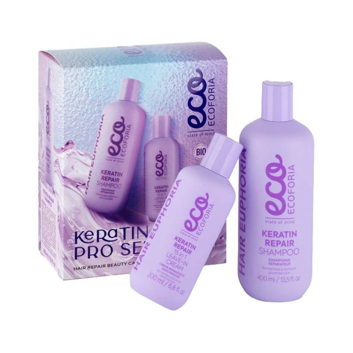 Kuracja regenerująca do włosów „Keratin Pro Series”, Ecoforia 400 ml/200 ml