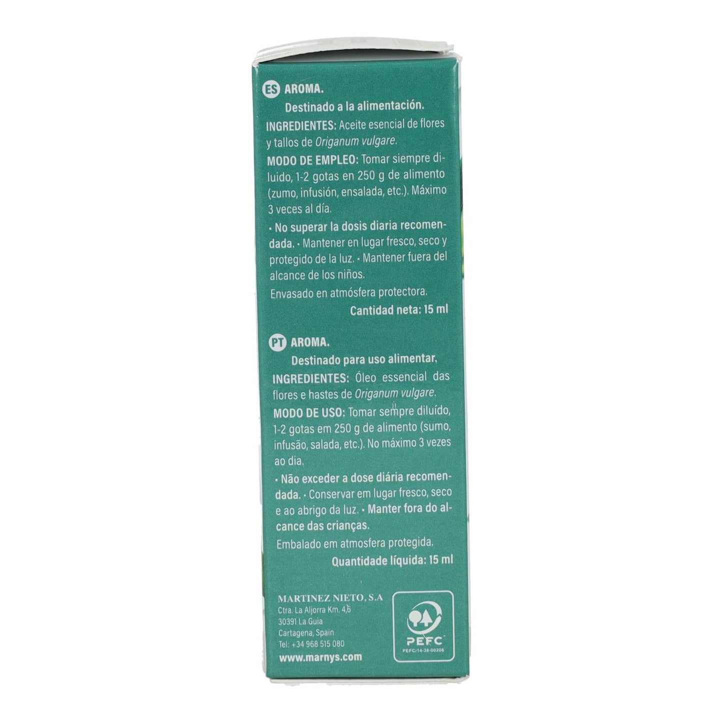 Marnys essentiële olie van oregano voor voedingsdoeleinden 15 ml