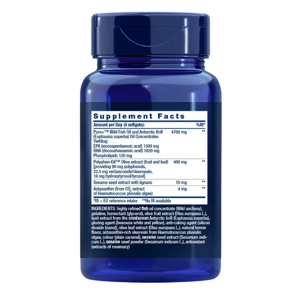 Super Omega-3 EPA/DHA Fish Oil Sesame Lignans & Olive Extract, Life Extension 120 kapsułek