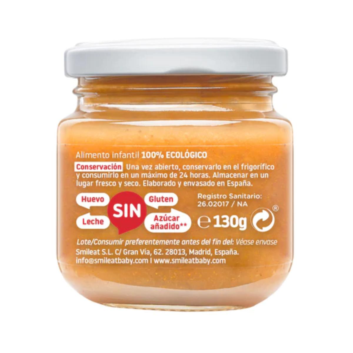 Potje biologische appel, sinaasappel en wortel +6 maanden Smileat 130 g