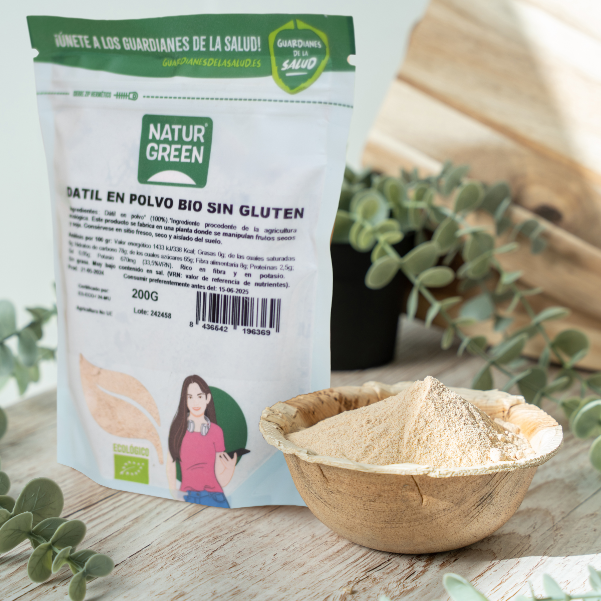 NaturGreen Organic Gluten-Free Date Powder 200 g