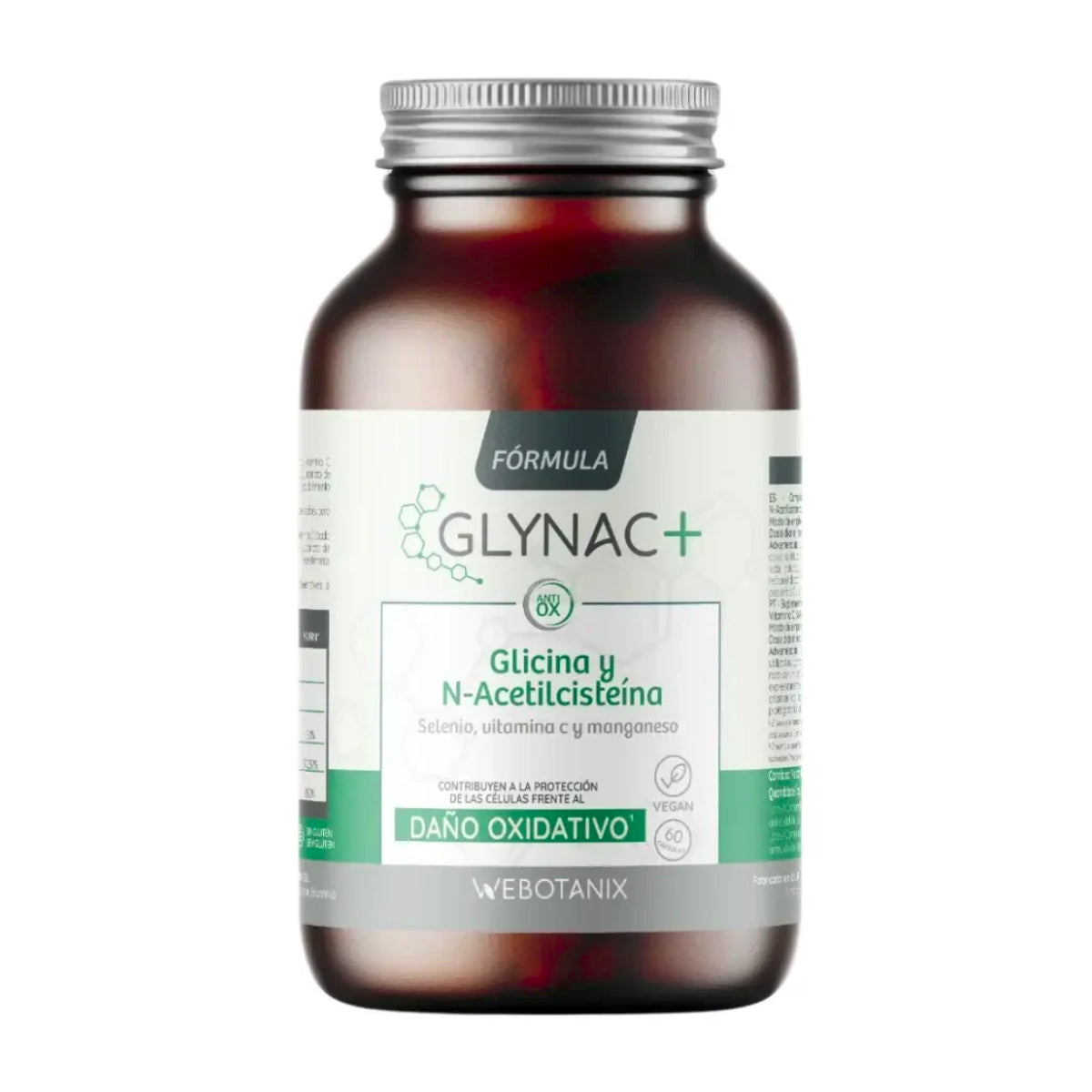 GlyNAC Glicina + N-Acetilcisteína Fórmula WeBotanix 60 cápsulas