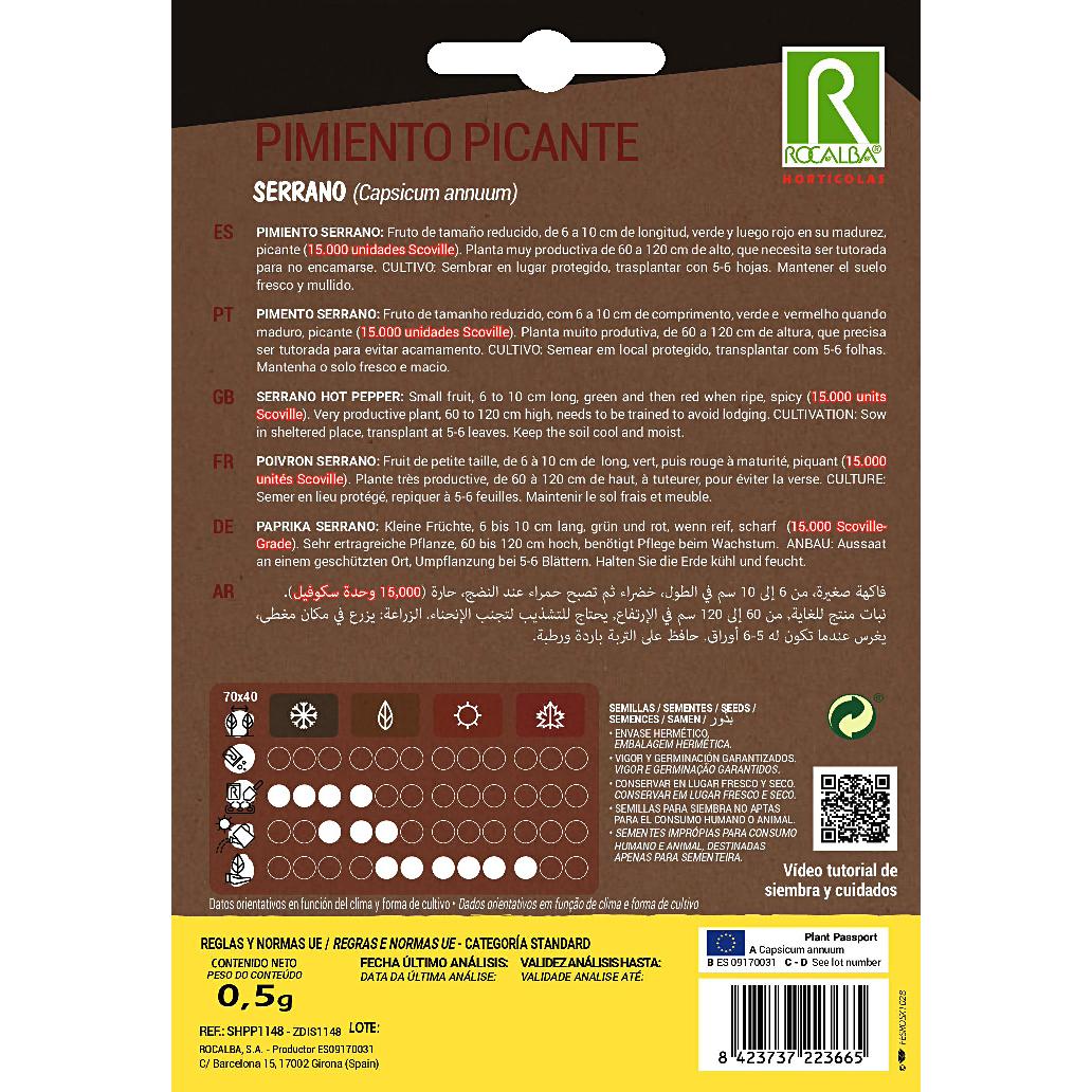 Nasiona ostrej papryki Serrano Rocalba
