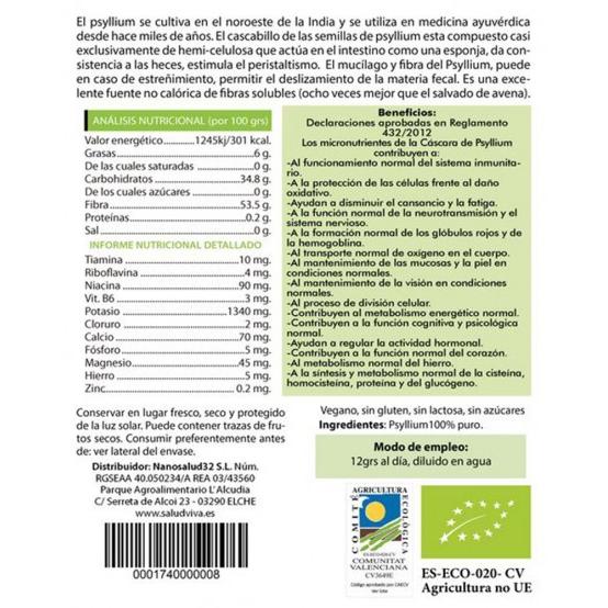 Cosses de psyllium 200 g, Salud Viva