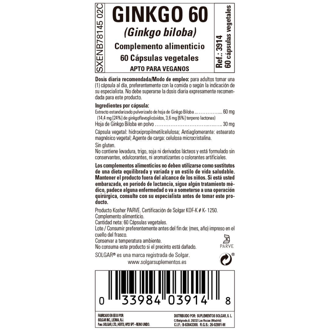 Ginkgo 60, 60 pflanzliche Kapseln