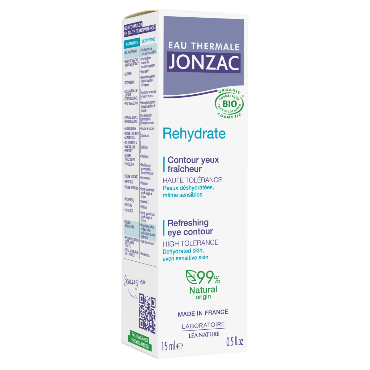 Hydraterende oogcontourcrème Rehydrate Eau Thermale Jonzac 15 ml