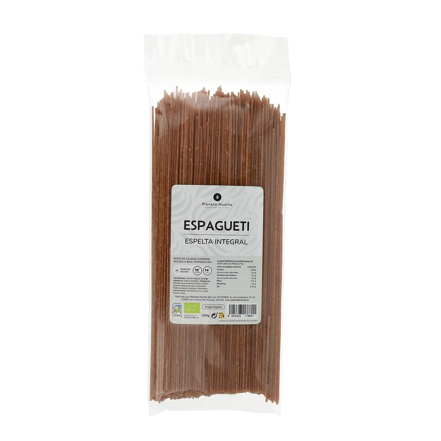 Wholemeal spelt spaghetti ECO Planeta Huerto 500gr