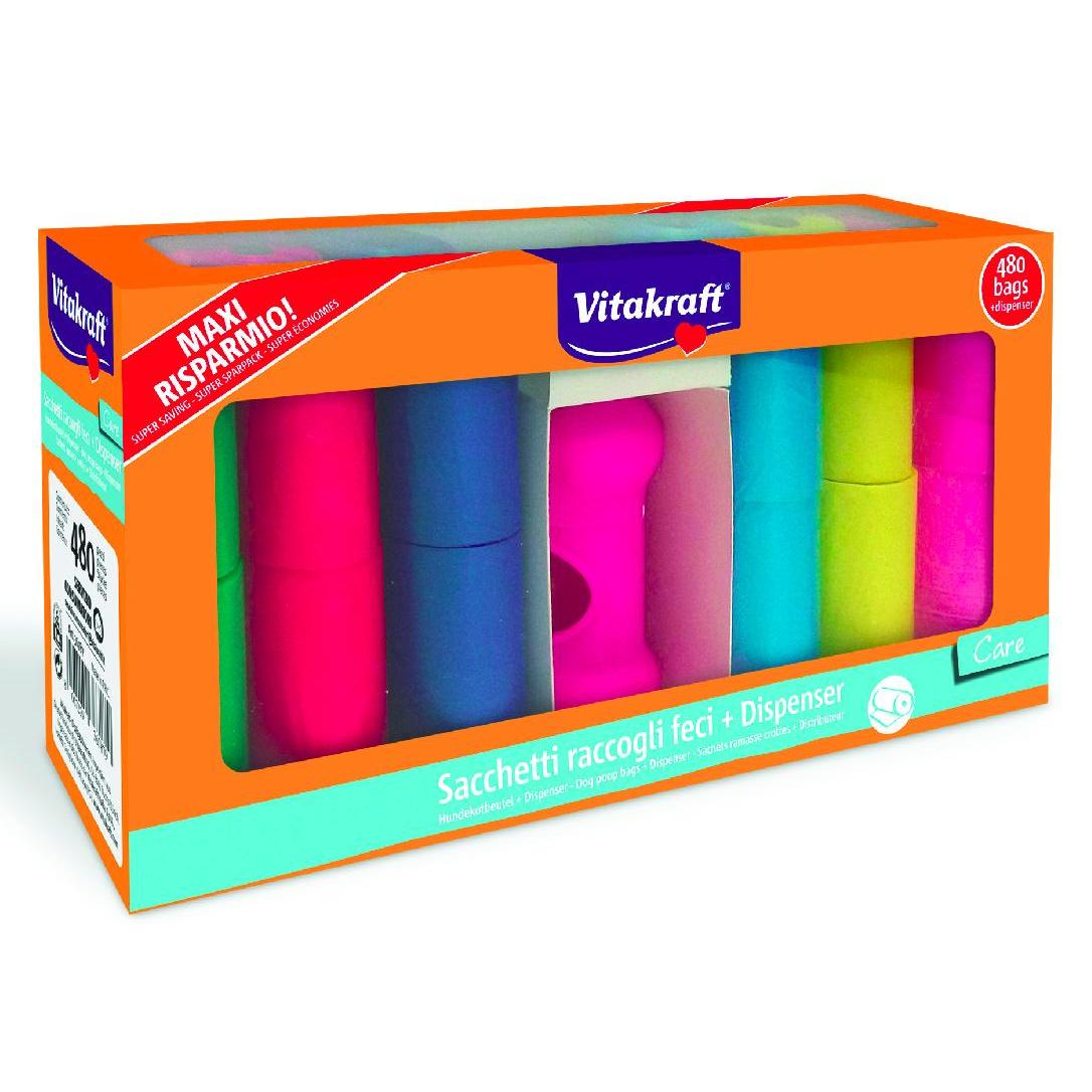 Vitakraft Pack of 480 hygienic waste bags + dispenser